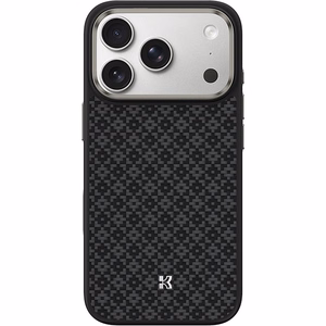 Juodas „Benks Magnetic Armor Pro Armor Grid 600D“ kevlaro dėklas su metaliniu rėmeliu (C.K.FL.AP.BK.B072), skirtas iPhone 18 Pro / iPhone 17 Pro su „Camera Control“ mygtuku