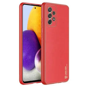 Dux Ducis Yolo elegantiškas dėklas pagamintas iš minkšto TPU ir PU odos Samsung Galaxy A72 4G raudonas