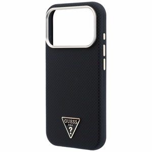 Guess Kevlar Triangle Logo MagSafe dėklas, skirtas iPhone 17 Pro / 18 Pro – spalva: juoda
