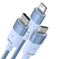 3v1 USB kabelis "Baseus StarSpeed" serijos, USB-C + "Micro" + "Lightning" 3,5A, 1,2 m (mėlynas)