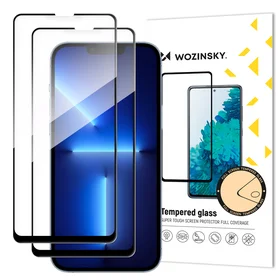 Wozinsky rinkinys 2 vnt. itin tvirtas Full Glue tempered glass visam ekranui su rėmu Case Friendly iPhone 16e, iPhone 14, iPhone 13 Pro / iPhone 13 juodas