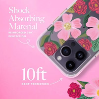 Rifle Paper Clear - dėklas decorated in auksinis iPhone 14 Pro (Rose Galden)