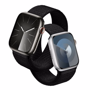 Crong Nylon Reflex Sport dirželis, skirtas Apple Watch 38 / 40 / 41 / 42 mm, juodas
