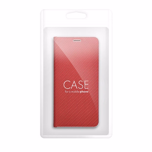 LUNA Book Carbon dėklas telefonui XIAOMI Redmi Note 13 Pro 4G / POCO M6 Pro 4G raudonas