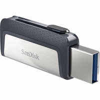 Sandisk Ultra Dual Drive USB Type-C USB atmintukas 128 GB USB Type-A / USB Type-C 3.2 Gen 1 (3.1 Gen 1) Juoda, Sidabras