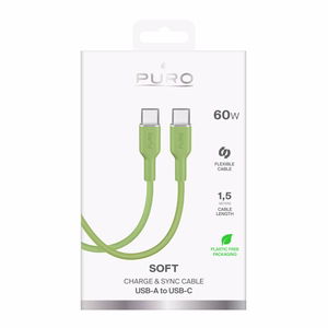 Puro ICON USB-C - USB-C laidas 1.5m - žalias