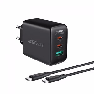 Įkroviklis Acefast A13 juodas 65W (2xPD / 1xQC3.0) + Type-C / Type-C 120cm laidas