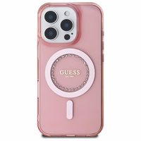 Guess IML Rhinestones Magnetinis dėklas telefonui iPhone 16 Pro Max - rožinis