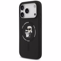 Karl Lagerfeld Silikoninis Karl&Choupette Žiedinis Magnetinis dėklas telefonui iPhone 17 Pro Max - juoda