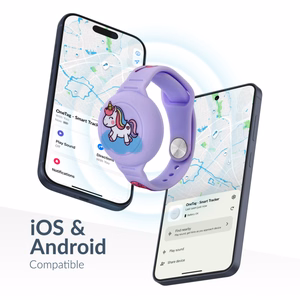 Поисковая метка Beeep OneTag с детским силиконовым браслетом Unicorn, Apple Find My / Android