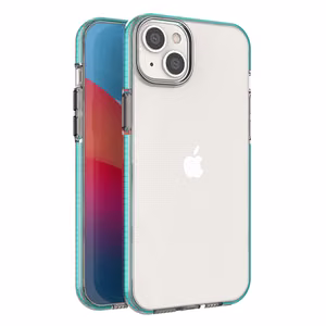 Чехол Spring для iPhone 14 Plus силиконовый с рамкой светло-голубой