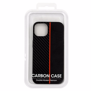 Tel Protect CARBON dėklas iPhone 13 Pro, juodas su raudona juosta