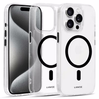 Liavec Blizgus Magnetinis Skaidrus dėklas telefonui Iphone 15 Pro Max juoda