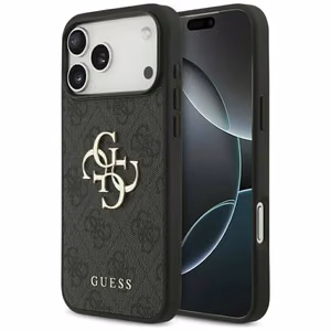 Dėklas Guess PU 4G Metal Logo Apple iPhone 17 Pro Max pilkas