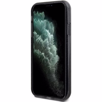 Guess Ring Stand Script Glitter Magnetinis dėklas telefonui iPhone 11 / Xr - juodas