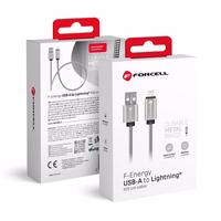 FORCELL F-ENERGY Metal C236 kabelis USB A į Lightning 2,4A 12W 1 m sidabrinis