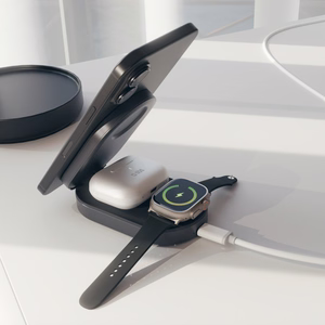 SBS 3-in-1 sulankstoma belaide ikrovimo stotele QI2 MFI - Made for iPhone - Juoda