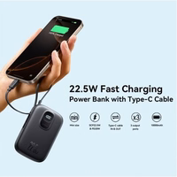 Power Bank Joyroom "JR-PBF17" juodas 10000mAh 22.5W (PD / QC3.0) + integruotas Type-C laidas