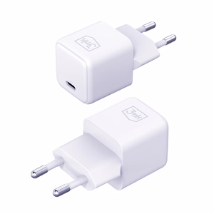 3mk Hyper Charger PD GaN 25W sieninis įkroviklis su USB-C laidu – baltas