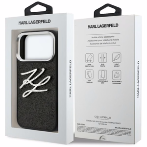 Karl Lagerfeld IML Glitter KL Diamond Logo Dėklas for iPhone 17 Pro - juodas