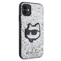 Karl Lagerfeld KLHCN61G2CPS iPhone 11 / Xr 6.1" sidabrinis kietas dėklas Blizgučiai Choupette Emblema