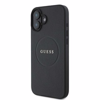 Dėklas telefonui Guess Grūdėtas auksinis žiedas MagSafe iPhone 16 Plus - juodas