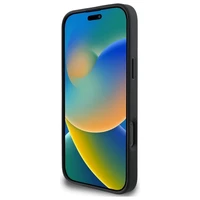 Guess Saffiano klasikinio logotipo magnetinis dėklas telefonui iPhone 16 Pro Max - juoda