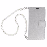 Glitter Magsafe knygos stiliaus dėklas Samsung Galaxy S22 Ultra sidabrinis