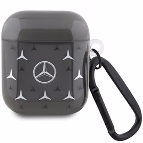 Mercedes MEA28DPMGS AirPods 1/2 dėklas su didelio žvaigždės rašto dizainu, juodas