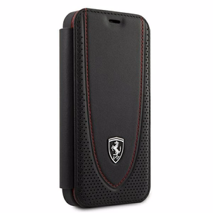 Ferrari FEOGOFLBKP12SBK atverčiamas dėklas iPhone 12 mini 5,4" Off Track Perforated – juodas