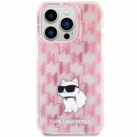 Karl Lagerfeld monograma Choupette dėklas telefonui iPhone 15 Pro Max - rožinis
