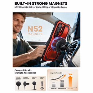 Supcase ArmorBox Mag MagSafe Dėklas for Samsung Galaxy S26 Ultra - raudonas and juodas