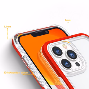 Skaidrus 3in1 dėklas iPhone 13 Pro raudono rėmo gelio dangteliu