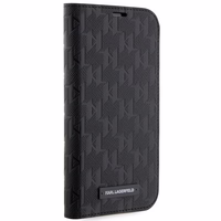 KARL LAGERFELD KLBKP14SSAKLPK IPHONE 14/15/13 6.1 "KNYGUTĖS TIPO DĖKLAS JUODAS / JUODAS SAFFIANO MONOGRAM