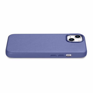 iCarer Dėklas Odinis viršelis natūralios odos iPhone 14 Plus šviesiai violetinis (suderinamas su MagSafe)