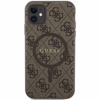 Guess GUHMN61G4GFRW iPhone 11 6.1" / Xr rudas/rudas kietas dėklas 4G kolekcija odinis metalinis logotipas Magnetinis