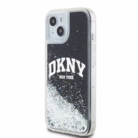 DKNY dėklas telefonui iPhone 15 6,1" HC DKHCP15SLBNAEK juodas HC skysti blizgučiai su arkinis logotipas
