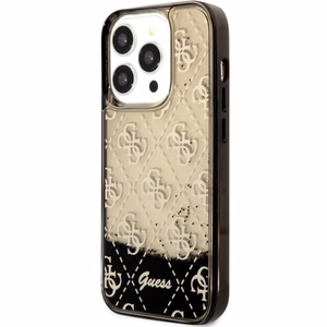 Guess GUHCP14LLC4PSGK iPhone 14 Pro 6.1" juodas kietas dėklas telefonui su skystu blizgučiu 4G pusiau permatomas
