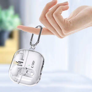 Tech-Protect FlexAir dėklas su karabinu, skirtas Samsung Galaxy Buds 3 / 3 Pro – skaidrus