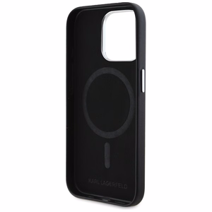 Karl Lagerfeld FW Metal Plate Magnetinis iPhone 15 Pro Max dėklas - juodas