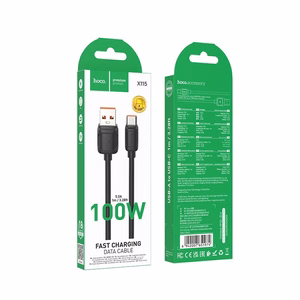 Kabelis USB A į USB C Hoco PD 5A 100W 1 m X115 juodas