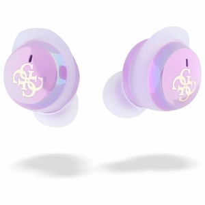 Guess 4G spausdintas logotipas Bluetooth TWS ausinės + įkrovimo stotelė - violetinės