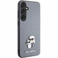 Karl Lagerfeld KLHCS24SPSAKCMPG S24 S921 kietasis dėklas telefonui pilkas Saffiano Karl & Choupette Metal Pin