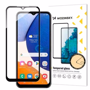 LCD apsauginis stikliukas "Wozinsky 5D Full Glue" Samsung A145 A14 4G/A146 A14 5G pritaikytas dėklui juodas
