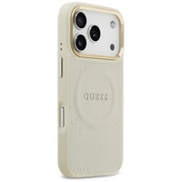 Guess Peony Hot Stamp MagSafe dėklas telefonui iPhone 17 Pro - smėlio spalvos