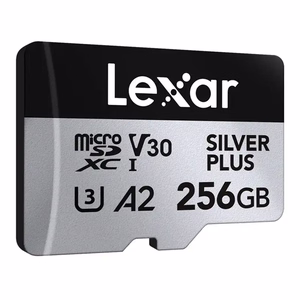 „Lexar High-Performance Silver Plus“ microSDXC atminties kortelė, 256 GB + adapteris