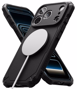 Ringke Rugged Gear Magnetic MagSafe dėklas iPhone 18 Pro / 17 Pro, juodas