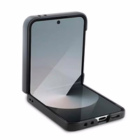 Mercedes Leather Wood Imitation MagSafe dėklas telefonui Samsung Galaxy Z Flip 6 - juodas