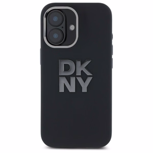 DKNY Liquid Silicone Metal Logo dėklas telefonui iPhone 16 - juodas