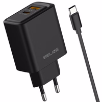 Tinklo įkroviklis Beline 45W USB-A/USB-C + USB-C/USB-C laidas BLN2CB45C juodas